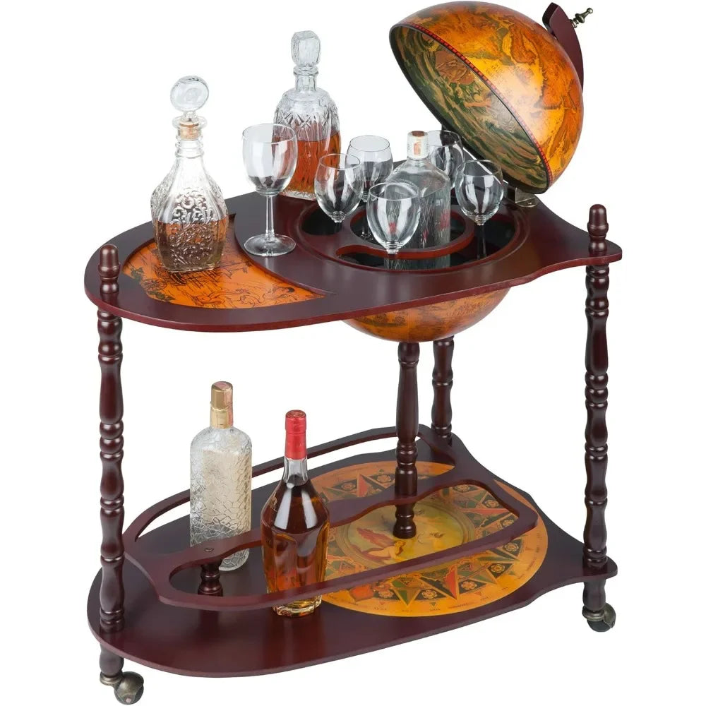 Globe Bar Liquor Cabinet on Wheels