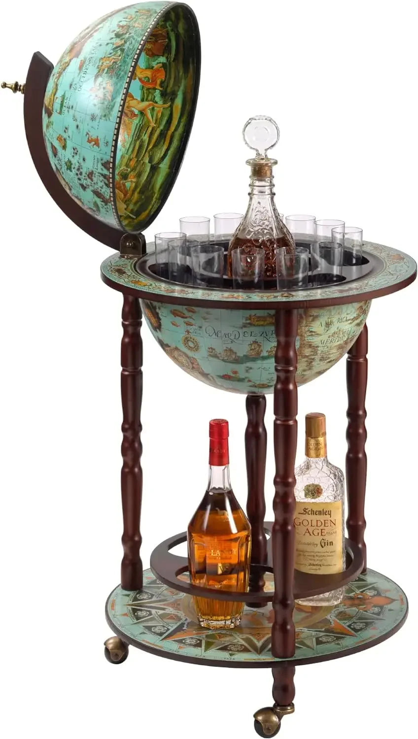 Globe Bar Liquor Cabinet on Wheels