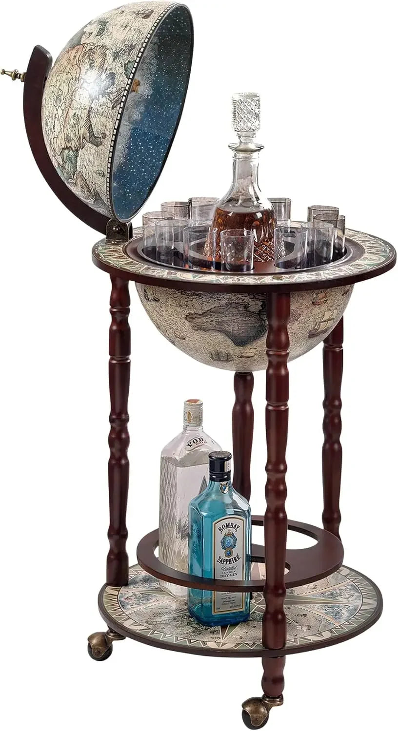 Globe Bar Liquor Cabinet on Wheels